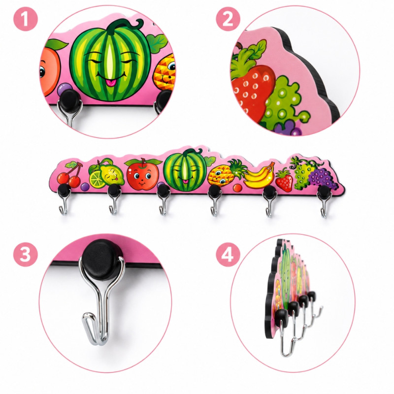 Bright Flow Fruit-themed Wall Hanger Designed for Smart Storage & Organization – Pink (W-35.5 CM)