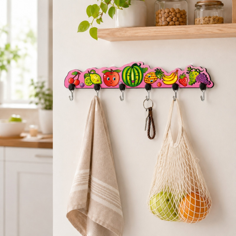 Bright Flow Fruit-themed Wall Hanger Designed for Smart Storage & Organization – Pink (W-35.5 CM)