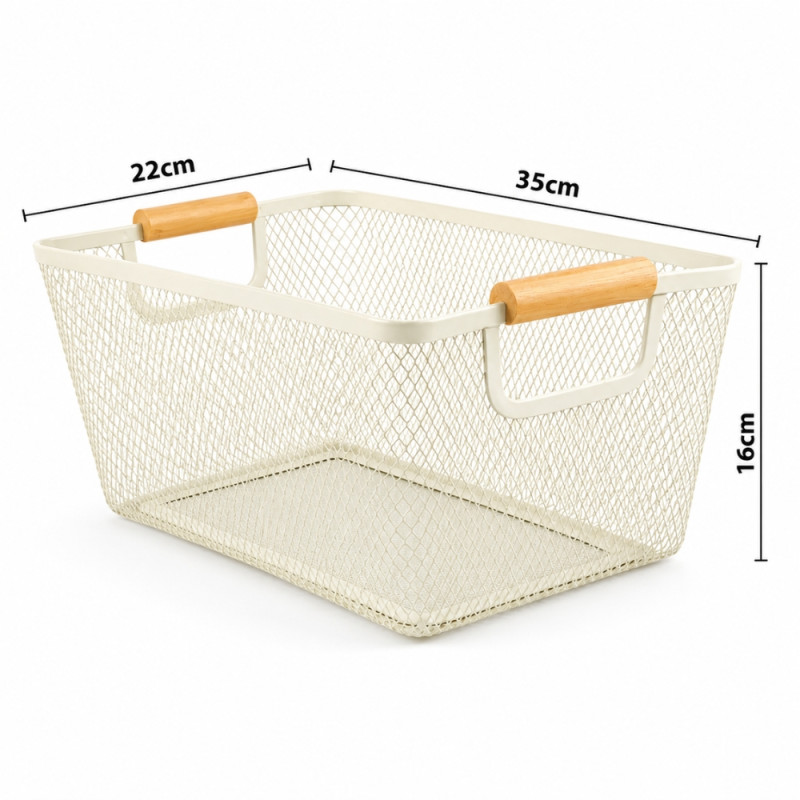 Wood Spirit Fruit Basket Designed for Fresh Storage &amp; Kitchen Display – Beige (H-16cm W-35cm L-22cm)