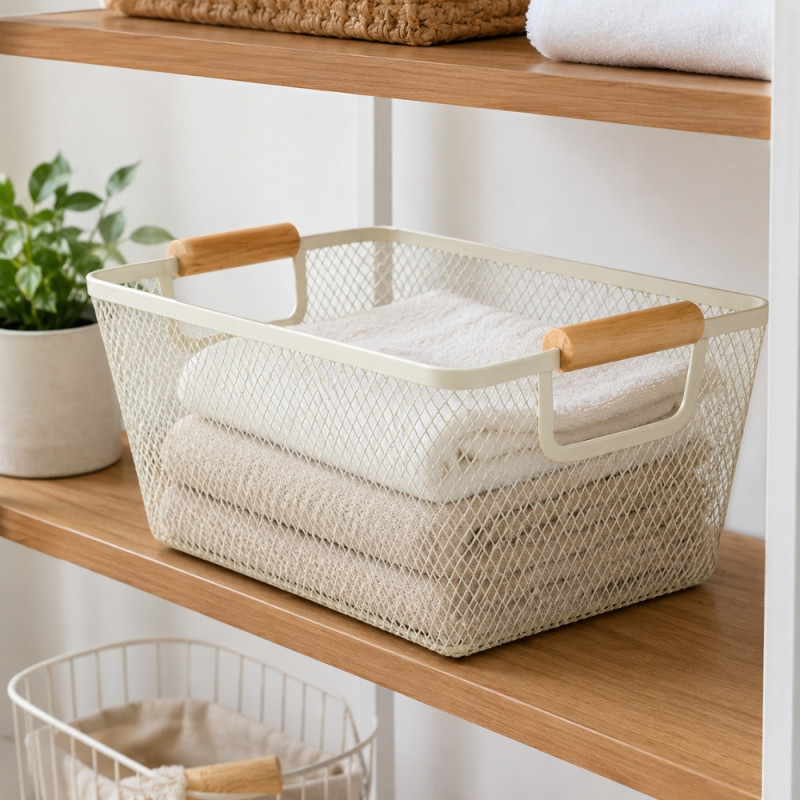 Wood Spirit Fruit Basket Designed for Fresh Storage &amp; Kitchen Display – Beige (H-16cm W-35cm L-22cm)