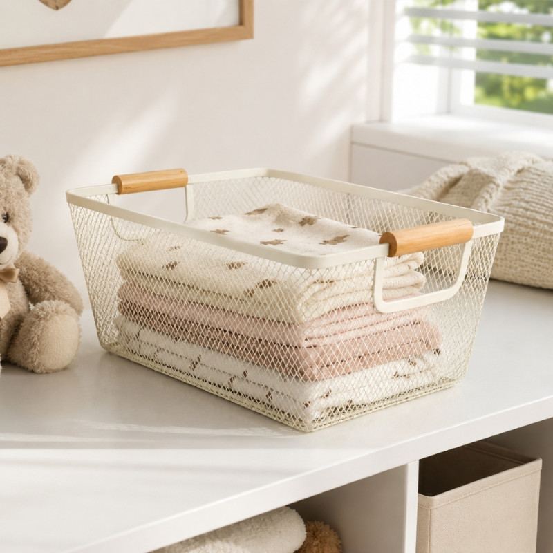 Wood Spirit Fruit Basket Designed for Fresh Storage &amp; Kitchen Display – Beige (H-16cm W-35cm L-22cm)