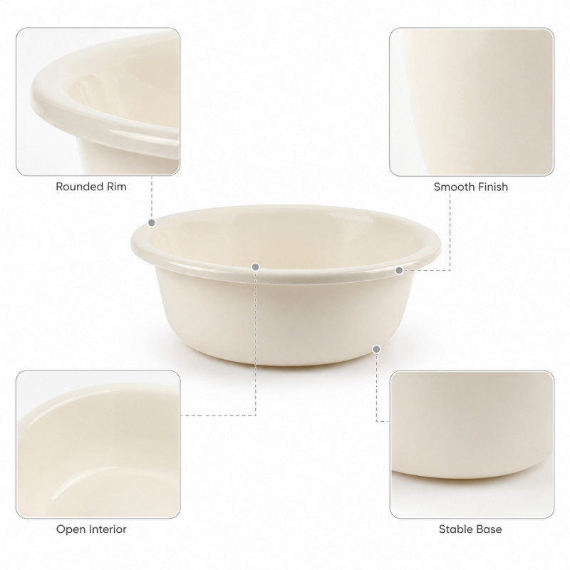 Ultra Grip Mixing Bowl Designed for Everyday Cooking &amp; Kitchen Excellence – Ivory (H-11, DIA-33 CM)