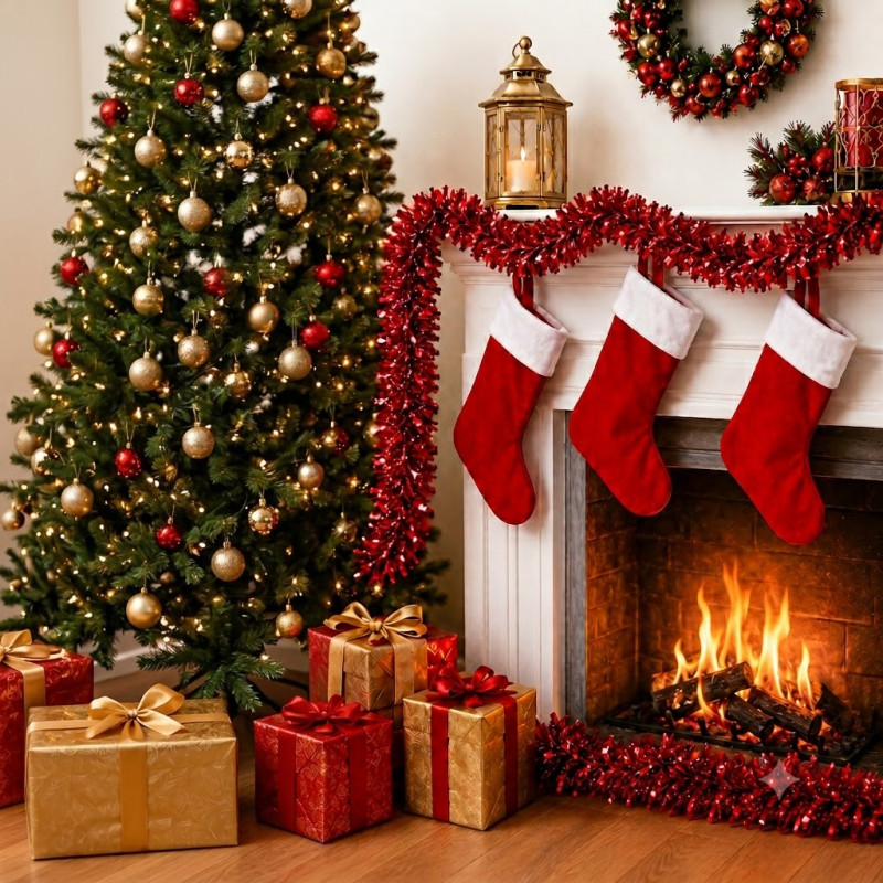 Cherry Pick Holiday Garland Designed for Modern Living & Home Comfort – Red (H-200, W-9 CM)