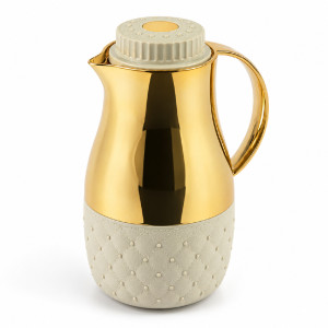 Premium Insulated Vacuum Flask Set – Gold &amp; Off White Arabic Coffee Style (24 x 12cm)