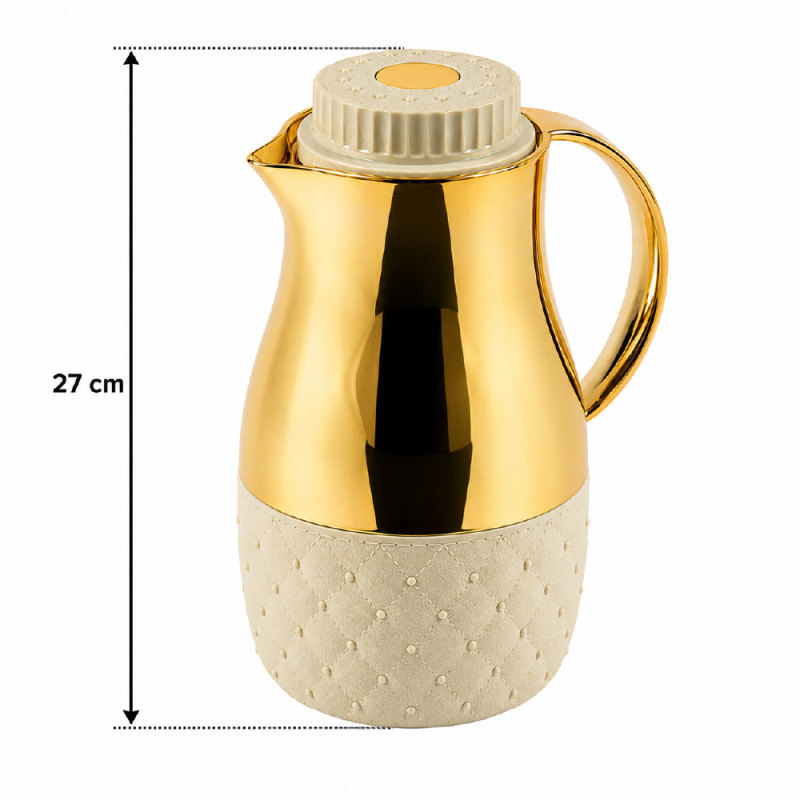 Premium Insulated Vacuum Flask Set – Gold &amp; Off White Arabic Coffee Style (24 x 12cm)