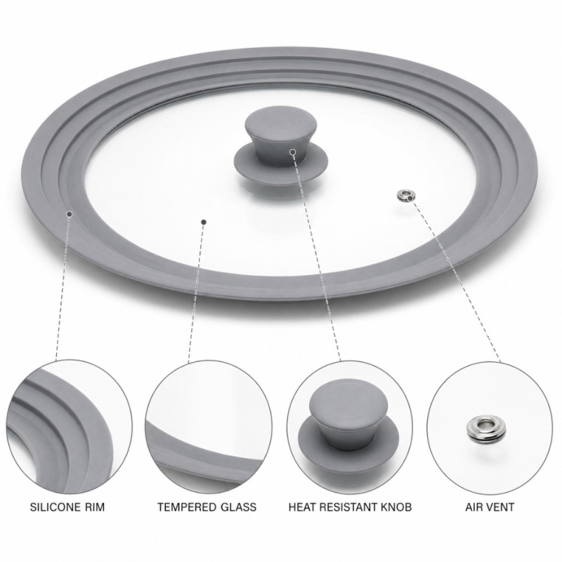 Pure One Cooking Lid Designed for Everyday Cooking &amp; Kitchen Excellence – Transparent (W-27.5cm)