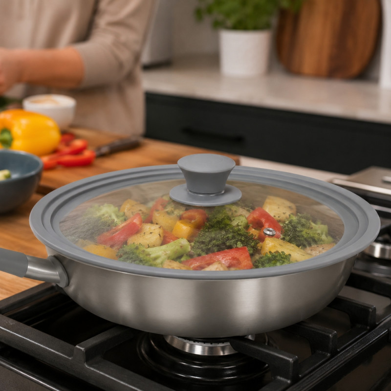 Pure One Cooking Lid Designed for Everyday Cooking &amp; Kitchen Excellence – Transparent (W-27.5cm)