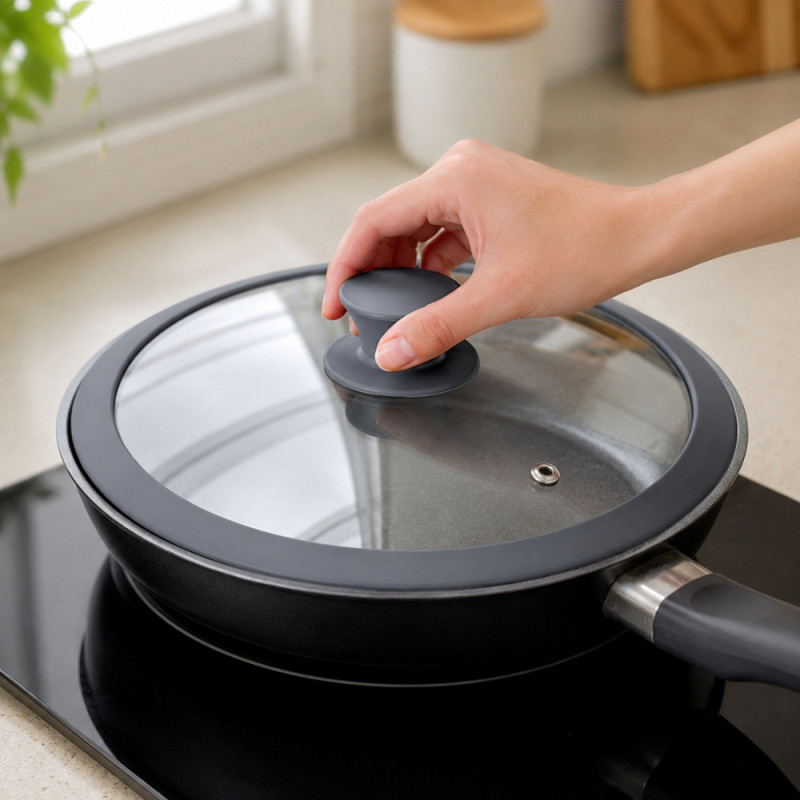 Fine Line Frying Pan Lid Designed for Everyday Cooking &amp; Kitchen Excellence – Transparent (W-31cm)