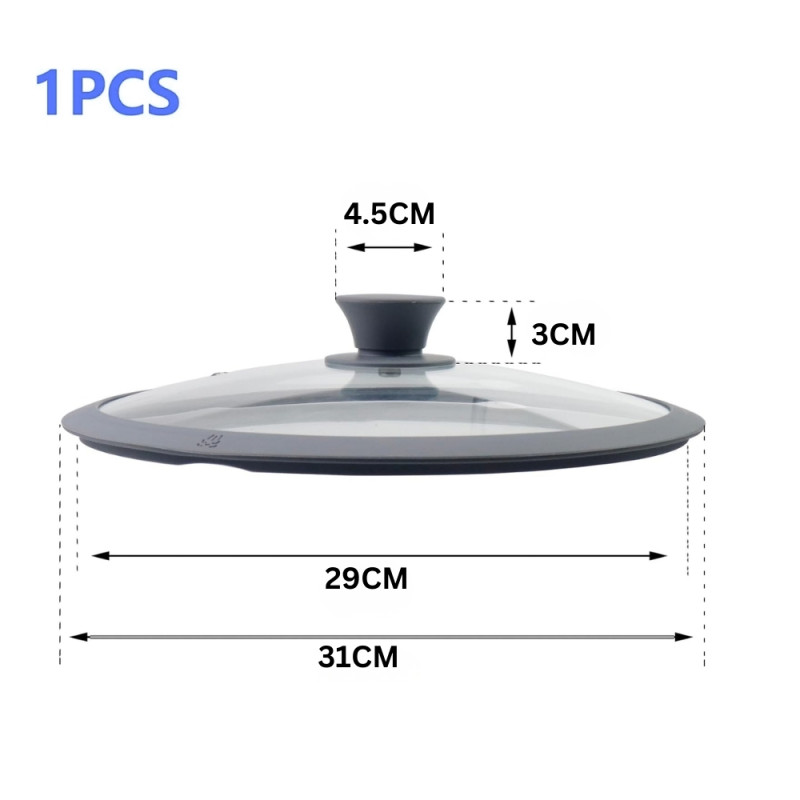 Fine Line Frying Pan Lid Designed for Everyday Cooking &amp; Kitchen Excellence – Transparent (W-31cm)