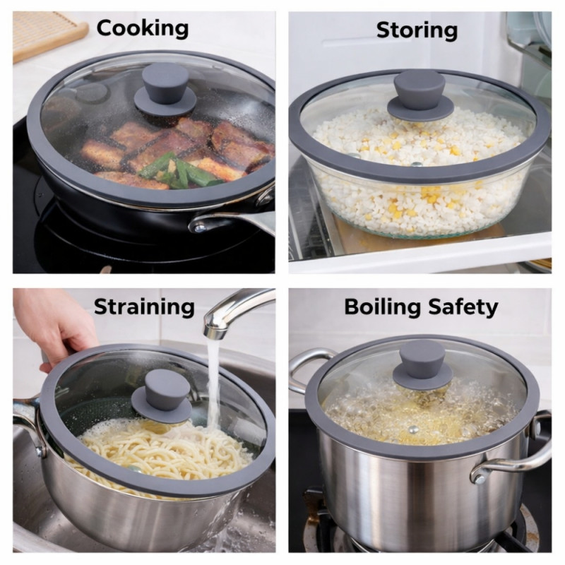 Fine Line Frying Pan Lid Designed for Everyday Cooking &amp; Kitchen Excellence – Transparent (W-31cm)