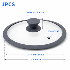 Fresh Plus Frying Pan Lid Designed for Everyday Cooking &amp; Kitchen Excellence – Transparent (W-27cm)