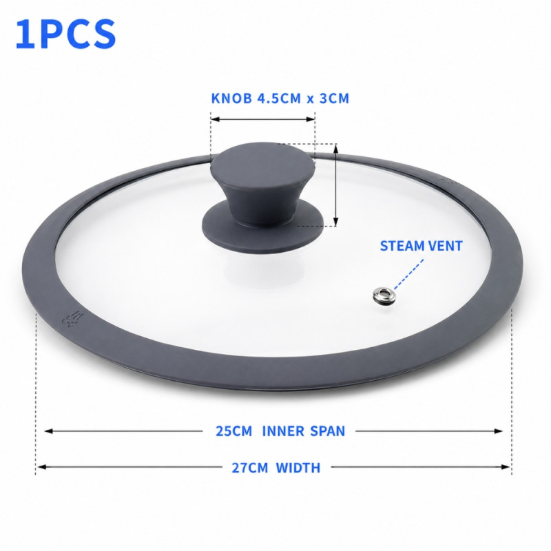 Fresh Plus Frying Pan Lid Designed for Everyday Cooking &amp; Kitchen Excellence – Transparent (W-27cm)