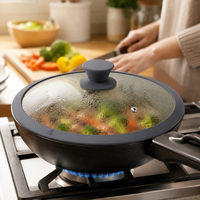 Fresh Plus Frying Pan Lid Designed for Everyday Cooking &amp; Kitchen Excellence – Transparent (W-27cm)