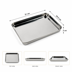 Elegant Pro Serving Tray Designed for Elegant Dining &amp; Entertaining – Stainless Steel (W-24.5, L-31, T-3 CM)