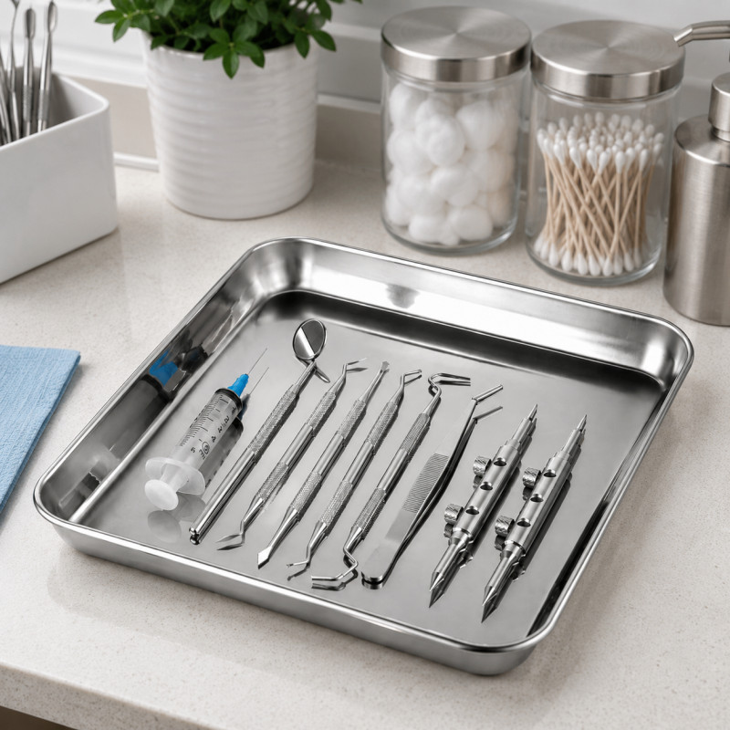 Elegant Pro Serving Tray Designed for Elegant Dining &amp; Entertaining – Stainless Steel (W-24.5, L-31, T-3 CM)