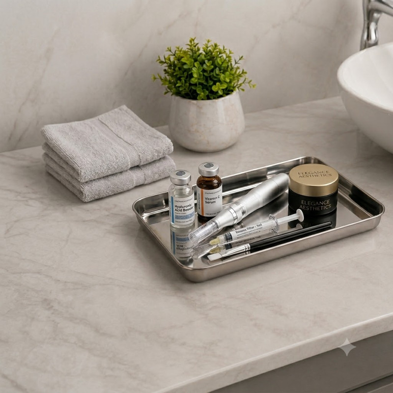 Elegant Pro Serving Tray Designed for Elegant Dining &amp; Entertaining – Stainless Steel (W-24.5, L-31, T-3 CM)