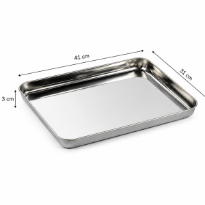 Graceful Plus Serving Tray Designed for Elegant Dining &amp; Entertaining – Stainless Steel (H-3, W-31, L-41 CM)