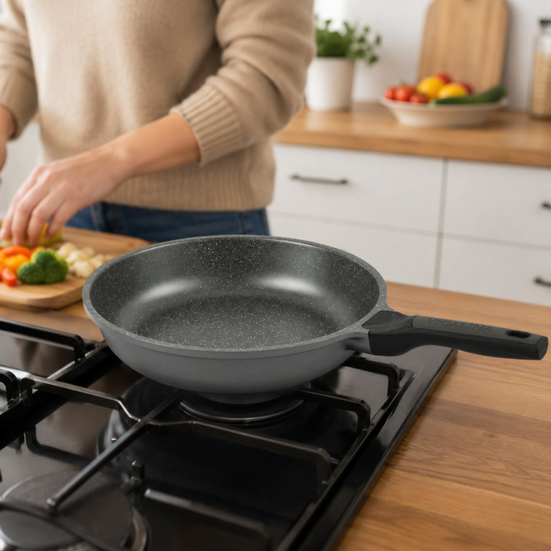 Pro Plus Frying Pan Designed for Everyday Cooking & Kitchen Excellence – Gray (H-6cm x W-26cm)