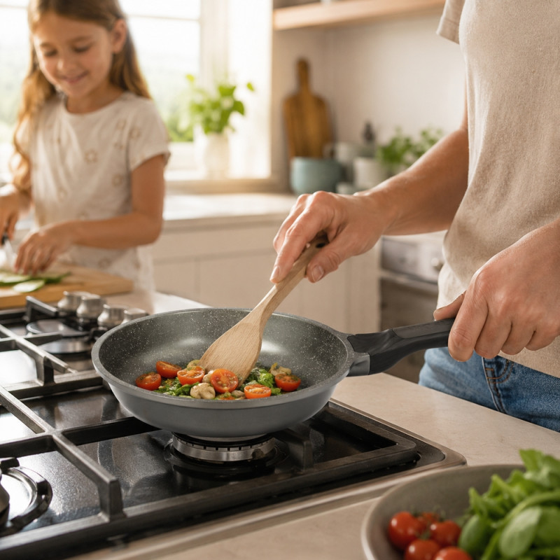 Premium Pro Frying Pan Designed for Everyday Cooking &amp; Kitchen Excellence – Gray (H-5.5cm x W-22cm)