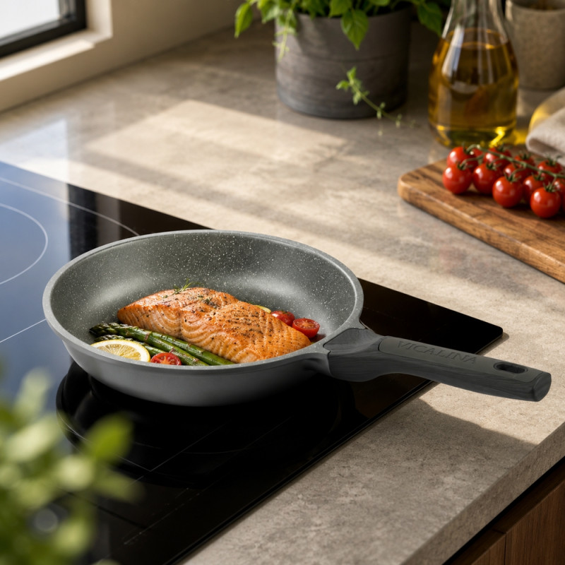 Premium Pro Frying Pan Designed for Everyday Cooking &amp; Kitchen Excellence – Gray (H-5.5cm x W-22cm)