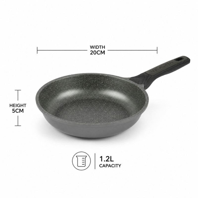 Radiant Find Frying Pan Designed for Everyday Cooking & Kitchen Excellence – Gray (H-5cm x W-20cm)