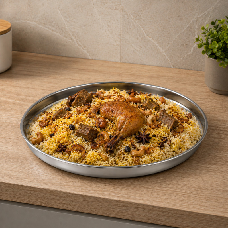 Chic Series Dining Plate Designed for Elegant Dining & Entertaining – Stainless Steel (DIA-29.5 CM)