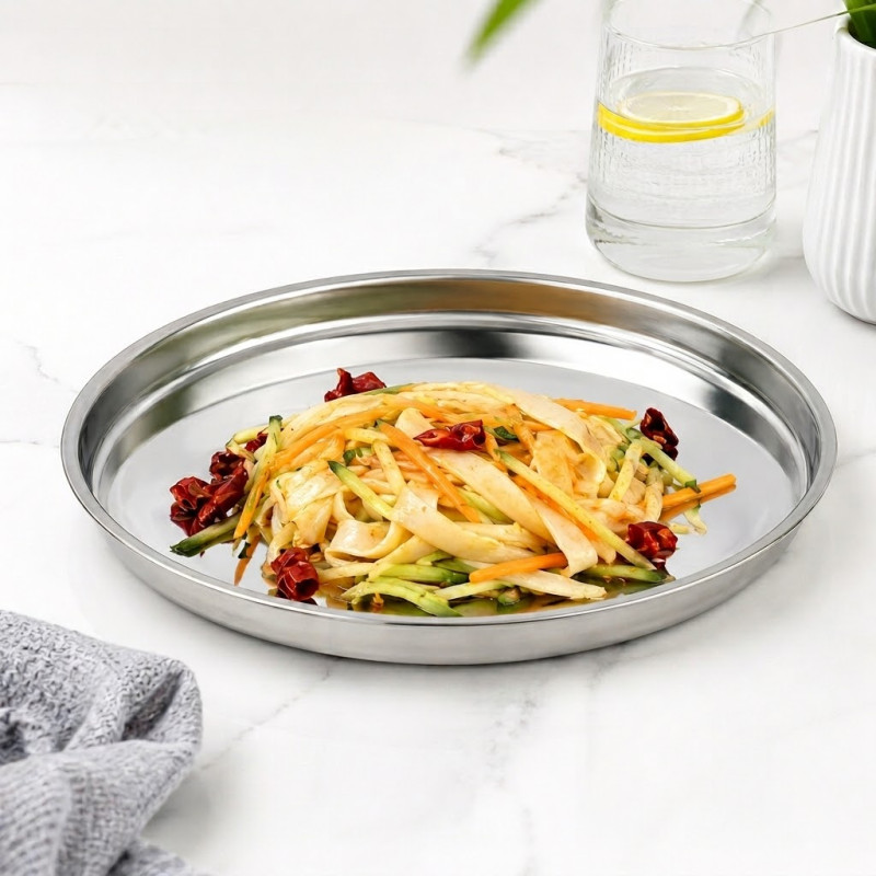 Chic Series Dining Plate Designed for Elegant Dining & Entertaining – Stainless Steel (DIA-29.5 CM)