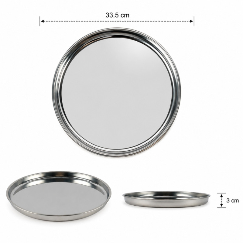 Steel Serving Tray with Lid – Silver (33cm)