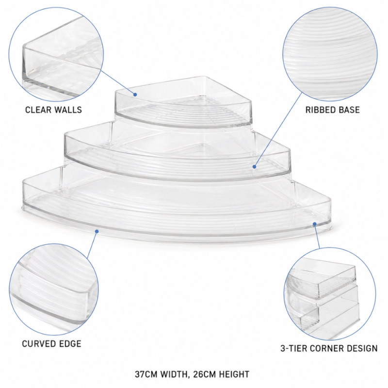 Polished Grade Storage Rack Designed for Home Organization &amp; Storage – Transparent (H-26cm W-37cm)