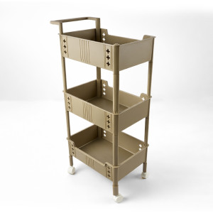 Professional Beige Multi-Purpose Plastic Rolling Storage Cart – 3-Tier Utility Trolley (90cm) Professional Beige Multi-Purpose Plastic Rolling Storage Cart – 3-Tier Utility Trolley (90cm)