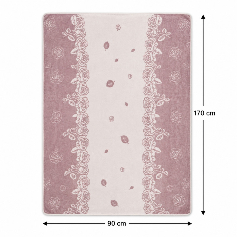 Pink Floral Soft Fleece Blanket – 170 x 90cm – Light Pink