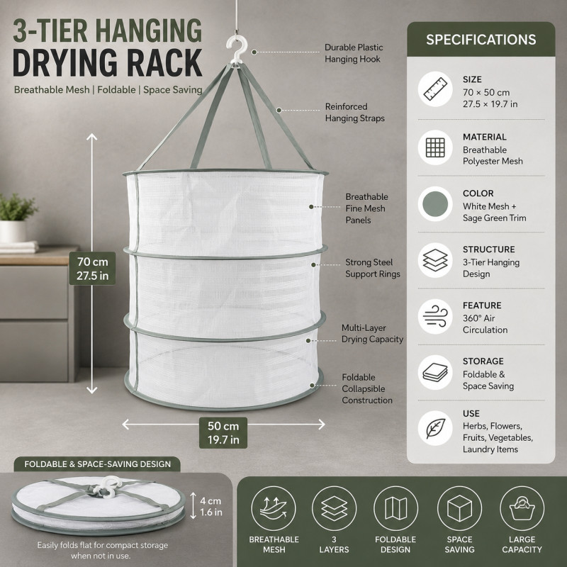 Ideal Make Laundry Basket Designed for Effortless Laundry &amp; Garment Care – White (H-70, W-50 CM)