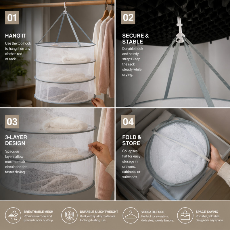 Ideal Make Laundry Basket Designed for Effortless Laundry &amp; Garment Care – White (H-70, W-50 CM)