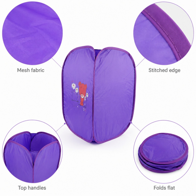 Ideal Build Laundry Hamper Designed for Effortless Laundry &amp; Garment Care – Purple (H-80, W-47 CM)