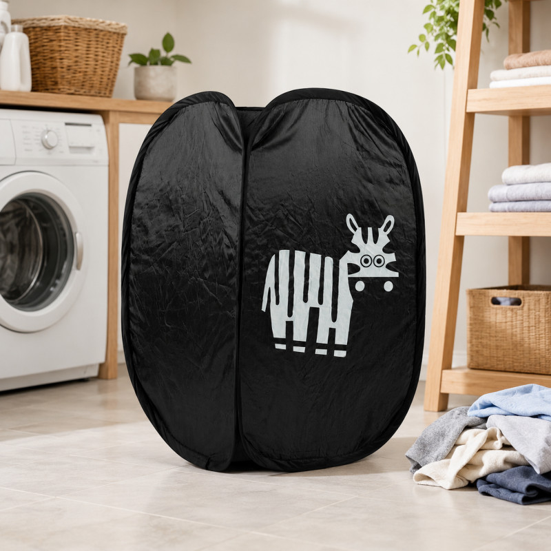 Perfect Finish Laundry Basket Designed for Effortless Laundry &amp; Garment Care – Black (H-56, W-36 CM)