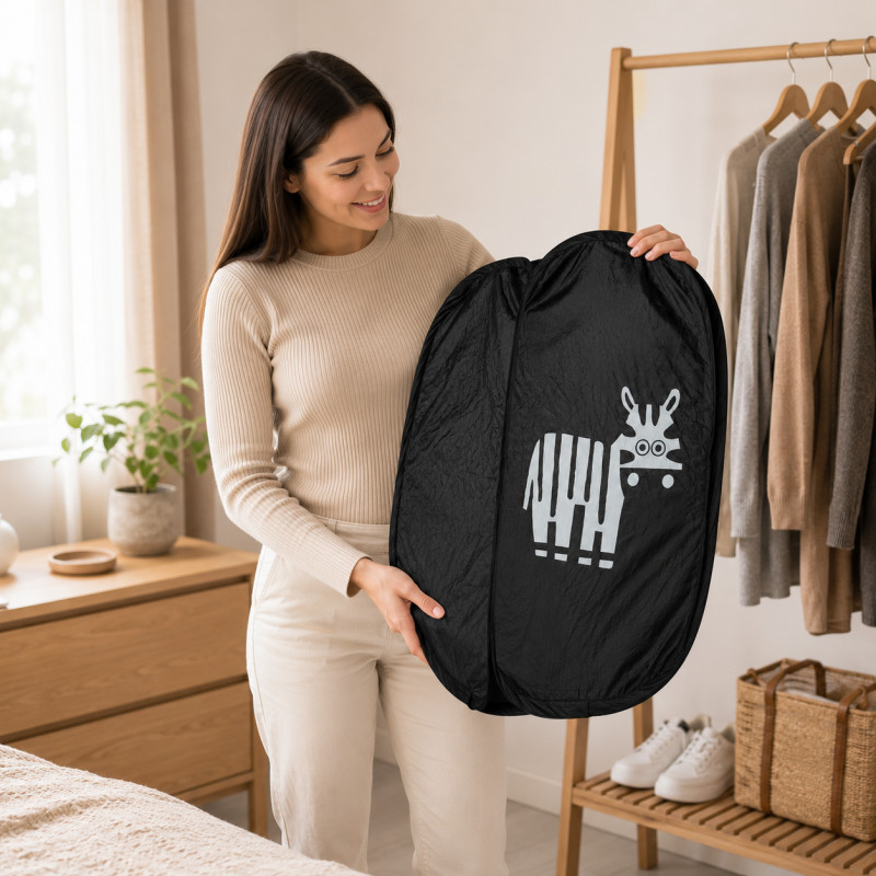 Perfect Finish Laundry Basket Designed for Effortless Laundry &amp; Garment Care – Black (H-56, W-36 CM)