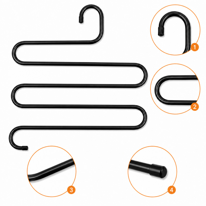 Deluxe Tier Clothing Hanger Designed for Effortless Laundry &amp; Garment Care – Black (H-34, W-34 CM)