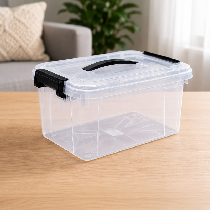 Refined Line Storage Box Designed for Home Organization &amp; Storage – Transparent (H-20, W-23, L-33 CM)
