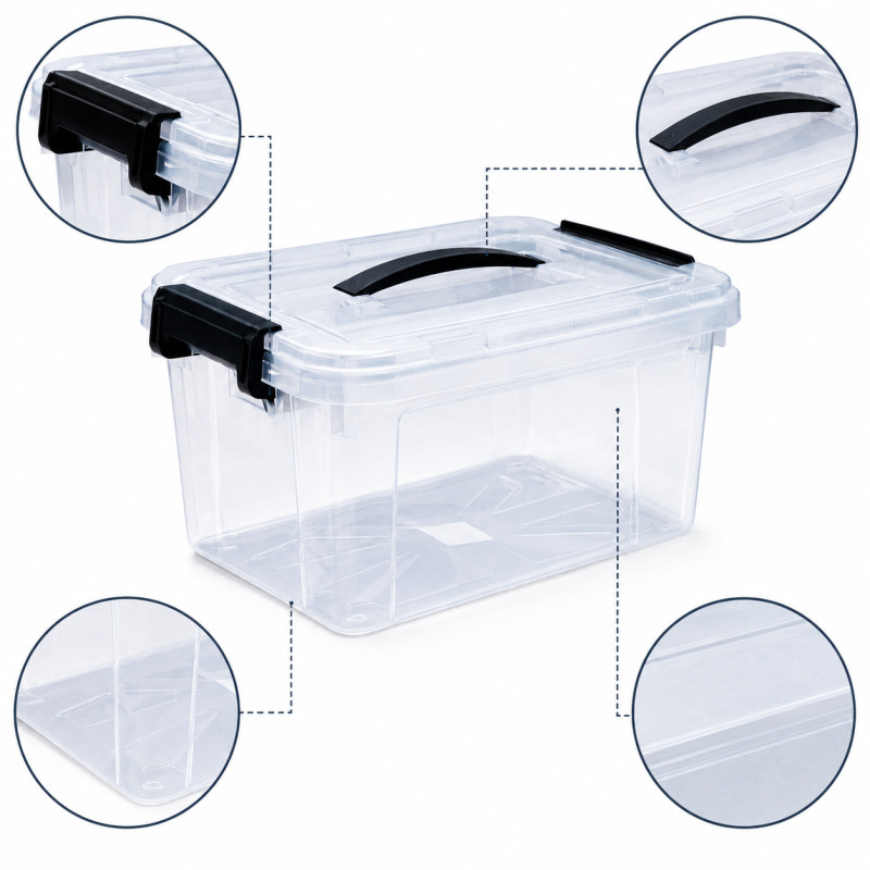 Refined Line Storage Box Designed for Home Organization &amp; Storage – Transparent (H-20, W-23, L-33 CM)