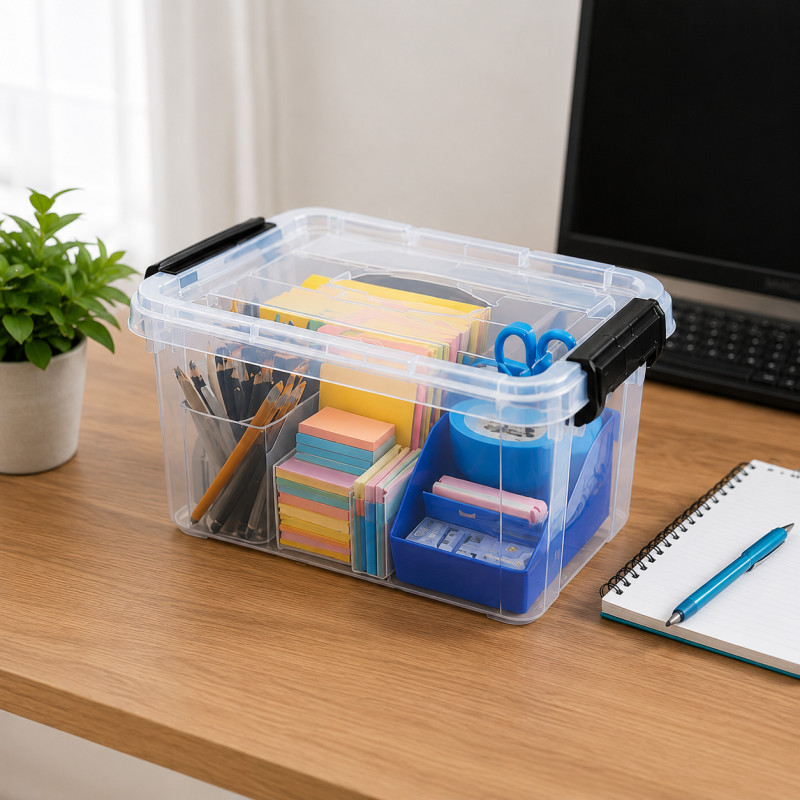 Refined Line Storage Box Designed for Home Organization &amp; Storage – Transparent (H-20, W-23, L-33 CM)