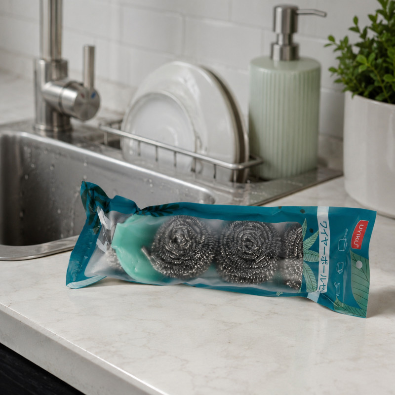 Chic Gleam Scouring Pad Designed for Everyday Cooking & Kitchen Excellence – Teal (L-15.5 CM)