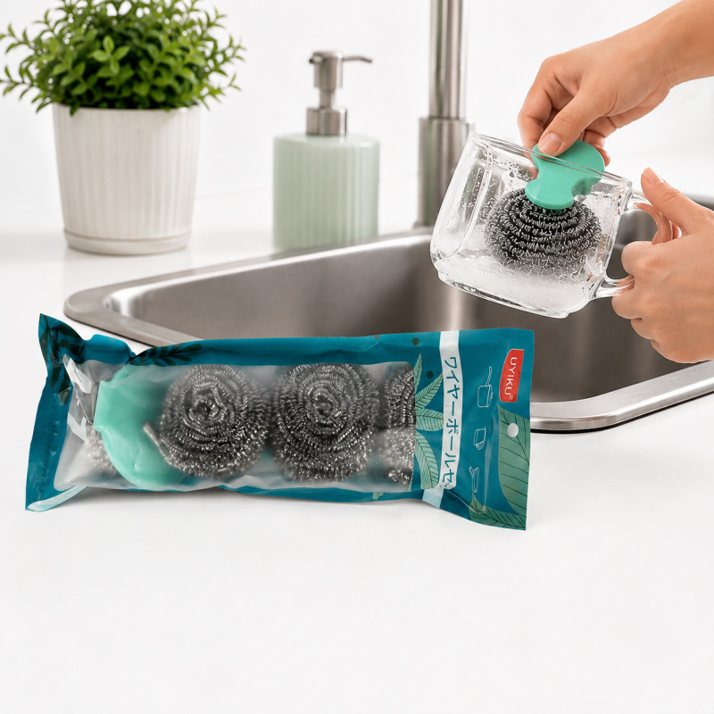 Chic Gleam Scouring Pad Designed for Everyday Cooking & Kitchen Excellence – Teal (L-15.5 CM)