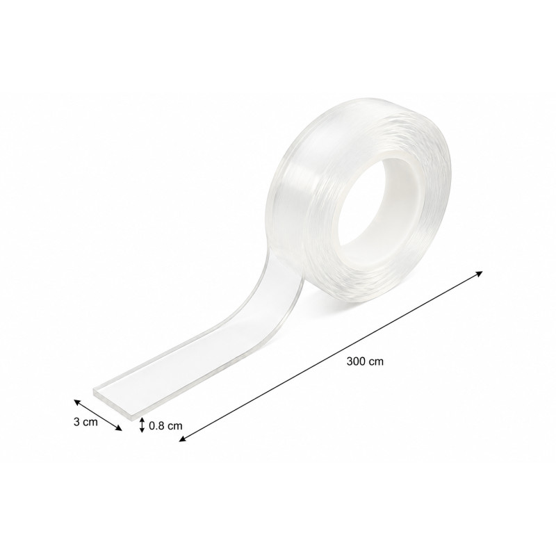 Glass Pure Double-sided Adhesive Tape Designed for Sealing &amp; Repair Solutions – Transparent (H-3, W-0.8, L-300 CM)
