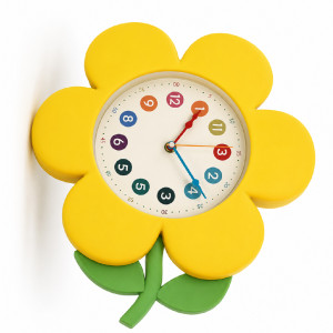 REGALWOVEN Flower-Shaped Wall Clock with a Yellow Design and Silent Movement – 32 x 40 cm