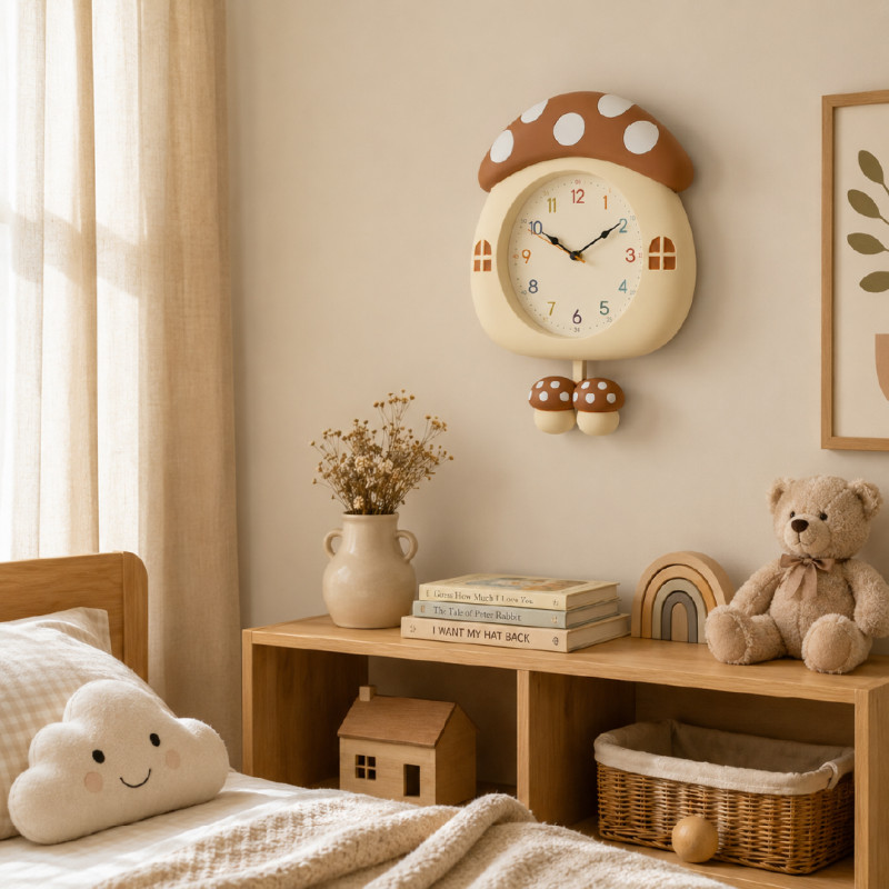 Mushroom House 3D Cartoon Wall Clock – 37 x 28 cm