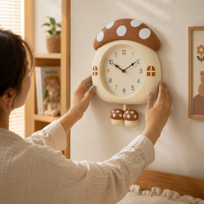 Mushroom House 3D Cartoon Wall Clock – 37 x 28 cm