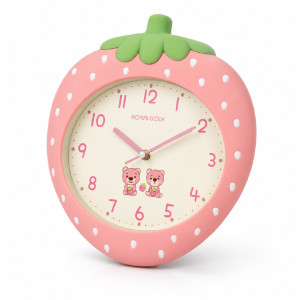 Strawberry-Shaped Cartoon Wall Clock featuring Silent, Non-Ticking Movement – 32 x 30 cm