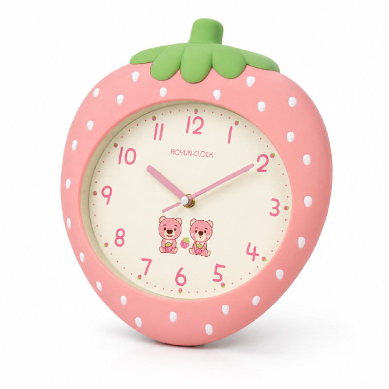Strawberry-Shaped Cartoon Wall Clock featuring Silent, Non-Ticking Movement – 32 x 30 cm
