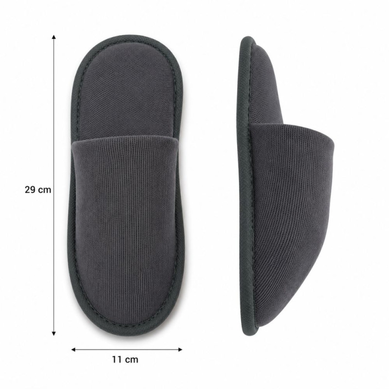 Black Disposable Hotel or Spa Slippers Featuring a Closed-Toe Design – 29 x 11 cm
