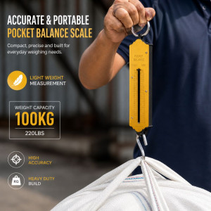 Heavy-Duty Portable Spring Balance Scale – Golden & Black (32cm)